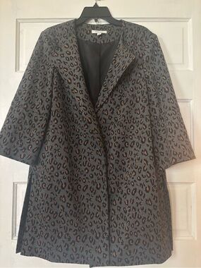 Nine West Gray Leopard Print Blazer with Brown Accents
